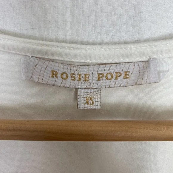 Rosie Pope Maternity Dress Womens XS White Ruffle Trim Long Sleeve Stretch - Picture 9 of 11